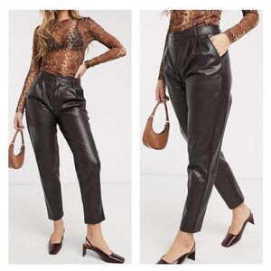 faux leather chocolate trousers